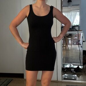 Black Mini Dress Stretch Cotton Blend